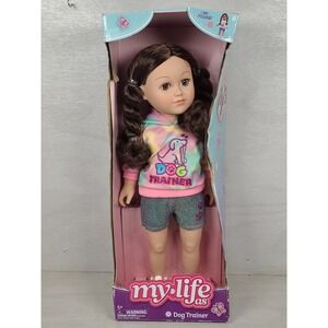 My Life As Dog Trainer 18 in Poseable Doll Brown Hair Brown Eyes Tie Dye Hoodie
